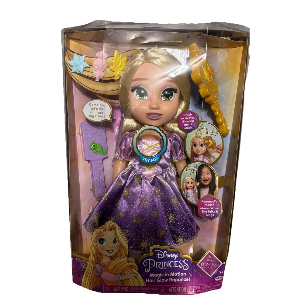 Disney Princess Magic In Motion Hair‎ Glow Rapunzel Doll Singing Lights Talking